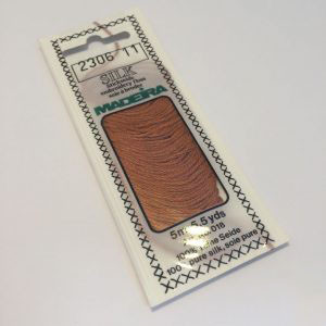 5 m (5.5 yds) Art. 018
100 % pure silk 4-strand embroidery floss

Silk is the queen of all natural fibres and adds a lovely soft and luxurious lustre to your stitching.  Try Silk instead of using cotton floss and see dreams come true with the most valuable hand embroidery thread.

Silk is available in a practical non-polluting 5 m spiral pack which keeps the valuable silk thread clean and tangle free.