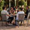 Holt Side Chair in an outdoor patio at a lively café or bistro