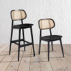 Relish Bar Stool - Satin Black - Natural Cane Back