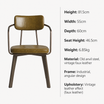 Auzet Arm Chair - Old Anvil specifications: Height 81.5cm, Width 55cm, Depth 60cm, Seat Height 46.5cm, Weight 6.85kg