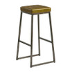 Style High Stool - Clear Lacquered metal frame - Upholstered Seat Pad_gold