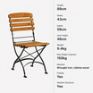 Arch Folding Side Chair - Wrought Iron Garden Chair specifications: Height 89cm, Width 43cm, Depth 58cm, Seat Height 46cm