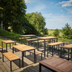 Ice Bar Height Bench_bar height wooden bench_wooden pub bench_outdoor wooden bar height bench_in situ