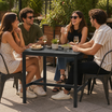 Extrema Black Marble 'Textured' - Black Mid Height Table