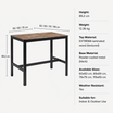 Extrema Planked Vintage Wood 'Textured' - Black Mid Height Table specifications: Height 89.2 cm, Weight 12.36 kg