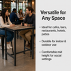 Extrema Planked Vintage Wood 'Textured' - Black Mid Height Table in a modern cafe interior – Versatile for Any Space
