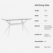 Air Dining Table 140 Rect specifications: Height 74cm, Width 140cm, Depth 80cm