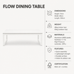 Flow Dining Table - White Aluminium - White HPL Top - 230x80cm specifications: Height 74cm | Width 80cm | Length 230cm