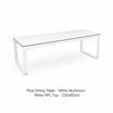 Flow Dining Table - White Aluminium - White HPL Top - 230x80cm size options