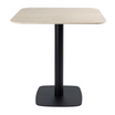 Extrema Premium Complete Dining Table - Beige Travertine with Boston Black Base with Radius Edges - Front Image