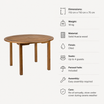 Hardy Dining Table - 110cm Diameter Round specifications: 110 cm x 110 cm x 75 cm, Weight 18 kg
