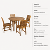 Hardy Round Dining Set specifications and dimensions
