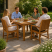 Hardy Square Dining Set - 1no. Table and 4no. Armchairs in a spacious patio or garden dining area