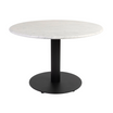 White Carrara Marble Complete Coffee Table - 60cm Diameter - Boston Black Fluted Base - Front Image