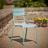Marlow Side Chair - Duck Egg Blue - Outdoor Metal Stacking Chair