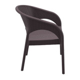 Panama Armchair - Brown_commercial rattan arm chair_poly rattan arm chair_rattan outdoor pub chair_outdoor cafe chair_side view_stacking rattan chair