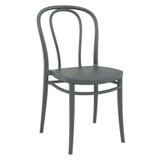 Victor Side Chair - Dark Grey_curved back plastic chair_plastic bistro chair_french style plastic chair_stacking cafe chair_poly thonet chair