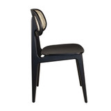 Marcelo Side Chair - Satin Black - Natural Cane Back_retro restaurant cane back chair_side view