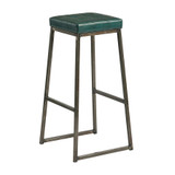 Style High Stool - Clear Lacquered metal frame - Upholstered Seat Pad_green