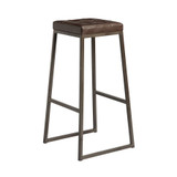 Style Industrial High Stool - Clear Lacquered metal frame - Upholstered Seat Pad_black