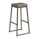 Style High Stool - Clear Lacquered metal frame - Upholstered Seat Pad_bronze