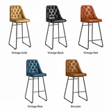 Harland Bar Stool - Leather in 5 colours: Vintage Gold, Vintage Black, Vintage Red, Vintage Blue, Bruciato