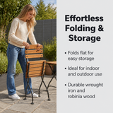 Arch Folding Side Chair - Wrought Iron Garden Chair in an outdoor patio scene – Effortless Folding & Storage