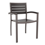 LIKEWOOD_Durawood Side chair - Aluminium - Wood - Black_outdoor restaurant chair_wood effect outdoor chair