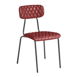 Mascot Side Chair – Diamond Stitched - Vintage Red_faix leather_restaurant chair_bar chair