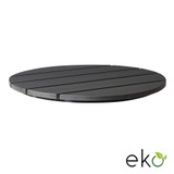 EKO Outdoor Table Top_Black_Wood Effect_Round Composite Commercial Table Top_Restaurants_Cafes_Pubs