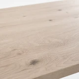 Windsor Bar Height Table - Extra White – close-up of rustic oak tabletop