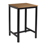 EKO Commercial Outdoor Poseur Table_Wood Effect_Bar Height Table_Black Frame