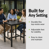 Eko Bar Height Table - Black - Square in a modern indoor workspace or outdoor patio scene – Built for Any Setting