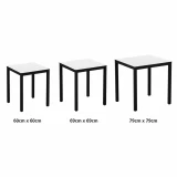 Extrema White 4 Leg Commercial Laminate Dining Table - Square in 3 sizes: 60cm x 60cm, 69cm x 69cm, 79cm x 79cm