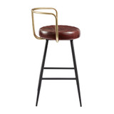 aulenti cocktail bar stool- claret red leather_side view