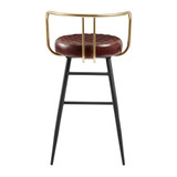 aulenti cocktail bar stool- claret red leather_rear view