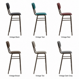 Tavo Stacking Bar Stool in 6 colours: Vintage Black, Vintage Teal, Vintage Red, Vintage Brown, Vintage Tan, Vintage Dark Grey