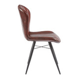 lena side chair_genuine leather_claret red_side view