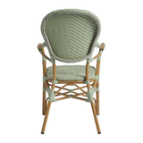 Brittany Arm Chair_Pastel Green_woven garden chair_rattan restaurant chair_back view