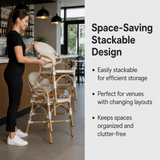 Brittany Bar Stool in a contemporary indoor or outdoor cafe scene – Space-Saving Stackable Design