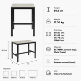 Extrema Cement 'Textured' - Black Mid Height Table specifications: Height 89.2 cm, Weight 12.36 kg