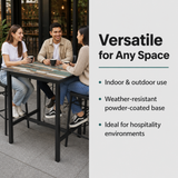 Extrema Driftwood - Black Mid Height Table in a modern cafe or restaurant setting – Versatile for Any Space