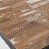 Extrema Planked Vintage Wood 'Textured' - Black Mid Height Table – close-up of textured vintage wood top