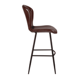 Lars Bar Stool - Genuine Leather_Claret Red_side view