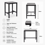 Extrema Black Marble 'Textured' - Black Poseur Table specifications: Height 108cm