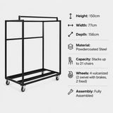 Trolley For Ronda Stacking Chair specifications: Height 150cm, Width 77cm, Depth 156cm