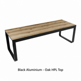 Flow Dining Table - Black Aluminium - Oak HPL Top - 230x80cm colour options
