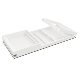 Flow Dining Table - White Aluminium - White HPL Top - 230x80cm on a white background