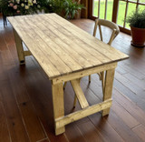 Rustic Farmhouse Trestle Table"_6 foot_Natural