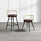 Aulenti Low Cocktail Stool - Genuine Claret Red Leather